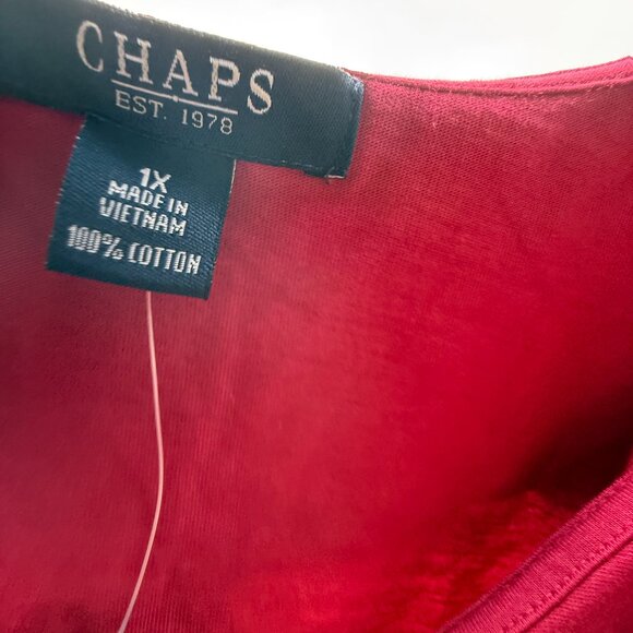 Chaps Woman Plus Size 1X Pullover Cotton Top with Ruffle Desert Pink NWT - Picture 3 of 16